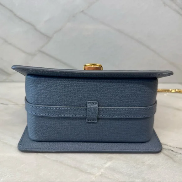 Polene Numero Sept Mini Handbag in Rare Blue Textured Leather - Picture 8 of 13